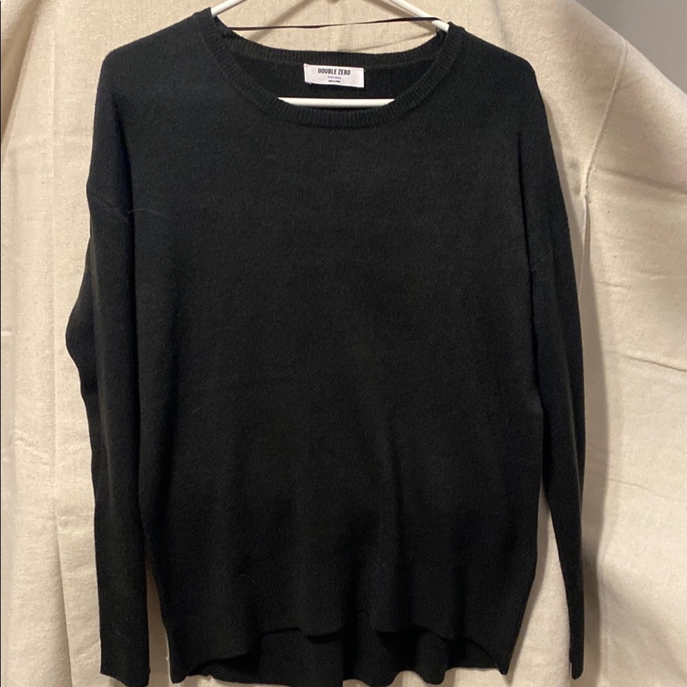 Double Zero Black Cardigan with Long Sleeves and Relaxed Fit